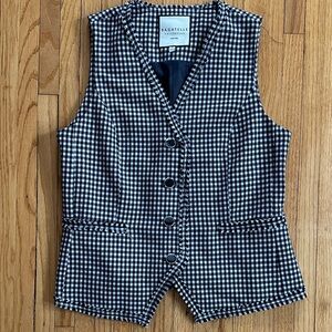 Bagatelle Collection Dark Navy and White Checkered Vest | S